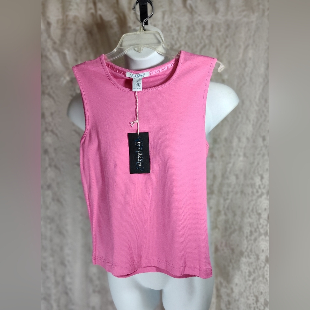 In Stitches Pink Tank Top Cotton